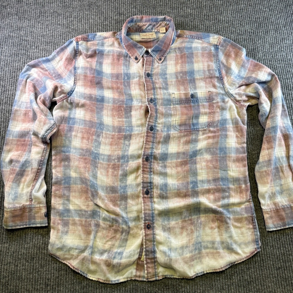 Weatherproof Vintage Men's‎ XL Plaid Flannel Button Up Shirt Cotton Blend